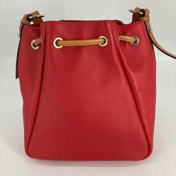 Dooney & Bourke, large, red, brown leather shoulder bag - Picture 4 of 16